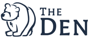 The Den Restaurant logo reversed